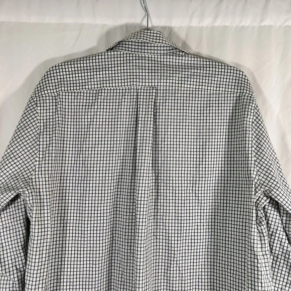 LL Bean Dress Shirt Men's Medium White Blue Button Up Long Sleeve 100% Cotton - Picture 6 of 7